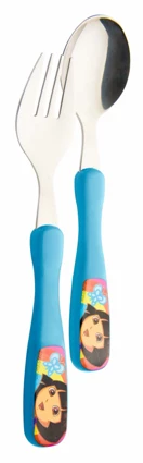 Dora The Explorer Dora 2pce Stainless Steel Cutlery Set Blue